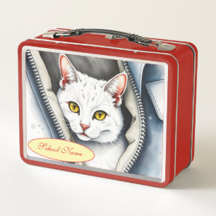 Cute Beautiful Modern Watercolor Cat Collection Metal Lunch Box