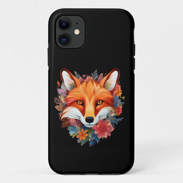 Cute Beautiful Watercolor Fox Flower Case-Mate iPhone Case (Back)