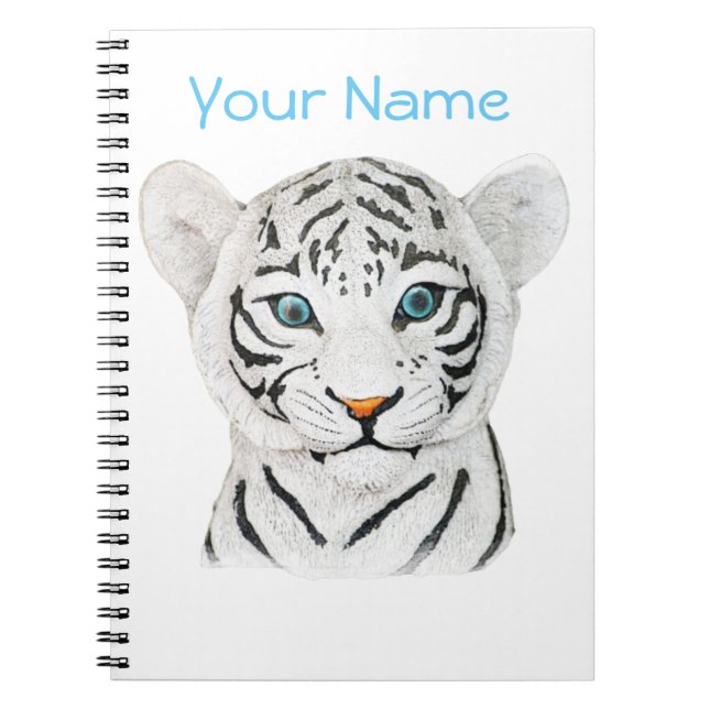 Cute Beautiful White Tiger With Blue Eyes Notebook (Front)