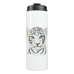Cute Beautiful White Tiger With Blue Eyes Thermal Tumbler