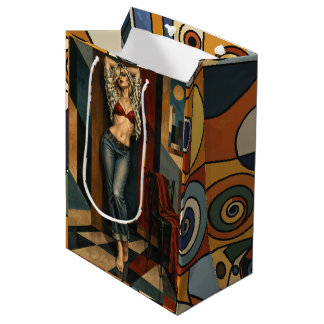 Cute Beauty In Blue Jeans Medium Gift Bag