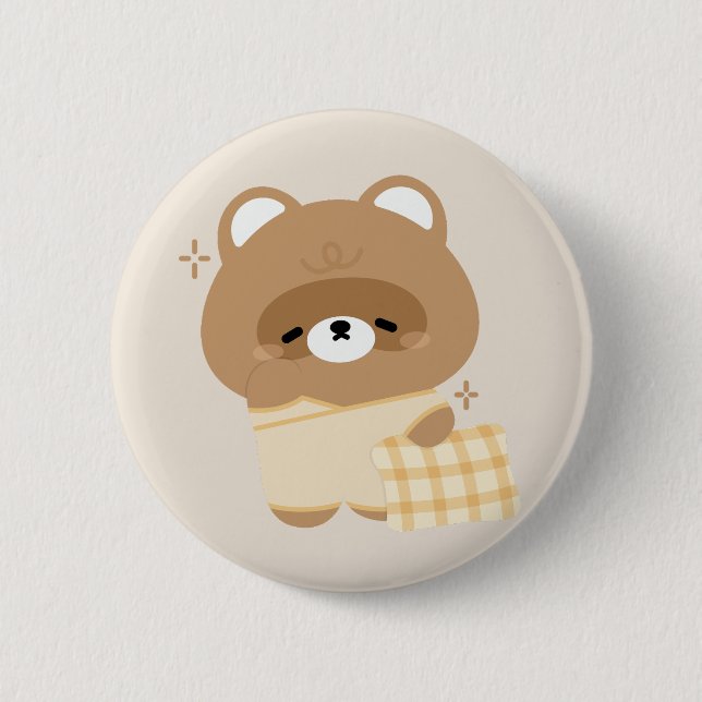 Cute Beaver 2 Inch Round Button (Front)