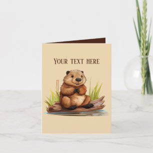 Cute beaver add text any purpose card