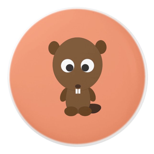 Cute Beaver Ceramic Knob (Front)
