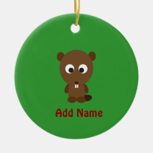 Cute Beaver Ceramic Ornament
