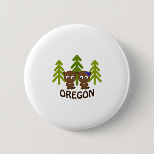 Cute Beaver Couple Oregon 2 Inch Round Button