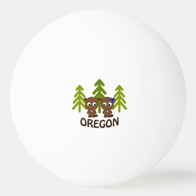 Cute Beaver Couple Oregon Ping Pong Ball (Front)