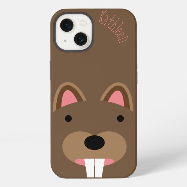 Cute Beaver Face Customizable iPhone Case (Back)
