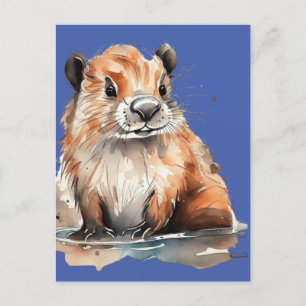 Cute beaver Flat Card