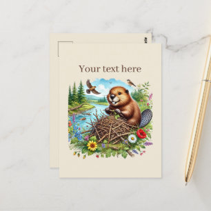 Cute beaver lovers customizable postcard