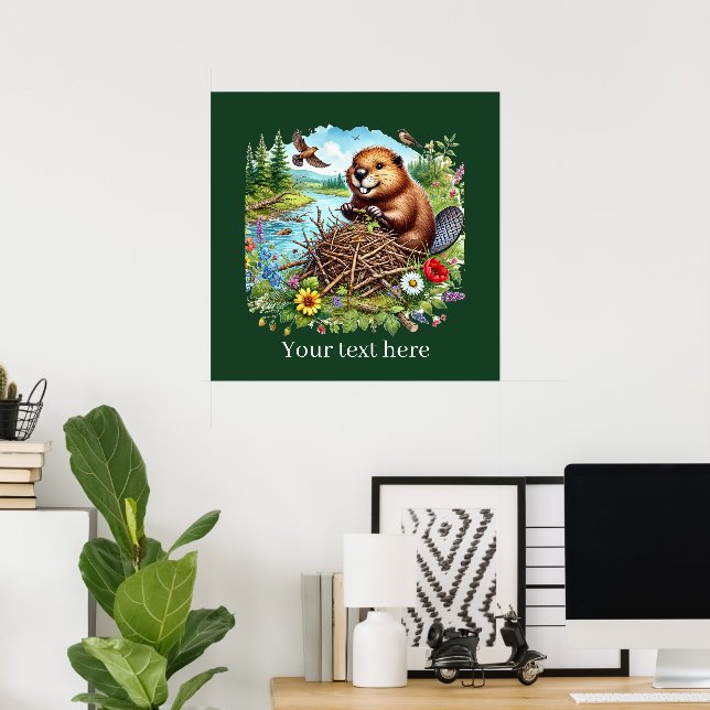 Cute beaver lovers customizable poster (Home Office)