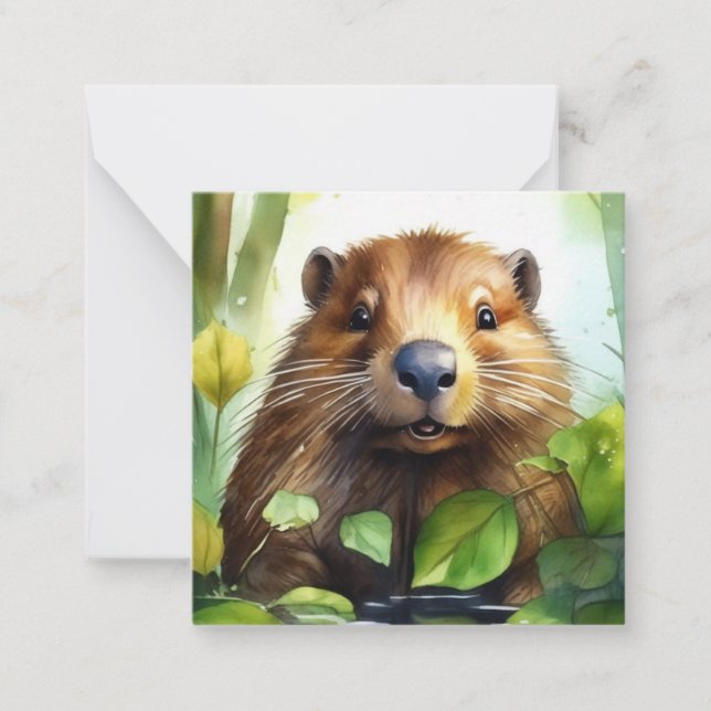 Cute Beaver Note Card (Front)