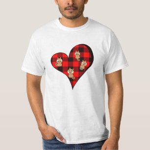 Cute Beavers in a Heart with Buffalo Plaid T-Shirt