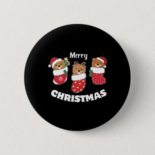 Cute Beavers In Christmas Stockings For Christmas  2 Inch Round Button