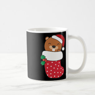 Cute Beavers In Christmas Stockings For Christmas Coffee Mug
