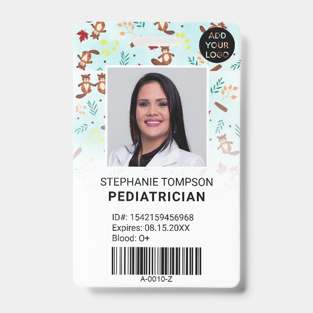 Cute beavers pediatrician photo logo code badge (Front)