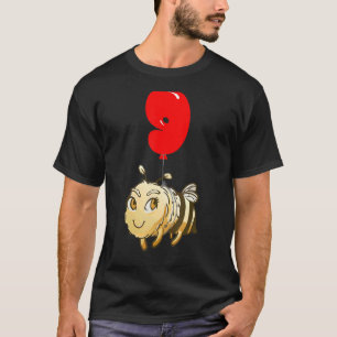 Cute Bee 9th Birthday Kids Balloon Party T-Shirt