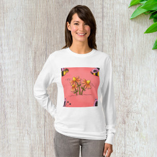 Cute Bee and Flower Pink Spring Garden T-Shirt