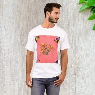 Cute Bee and Flower Pink Spring Garden T-Shirt