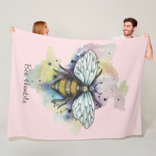 Cute Bee And Rainbow Wash Fleece Blanket