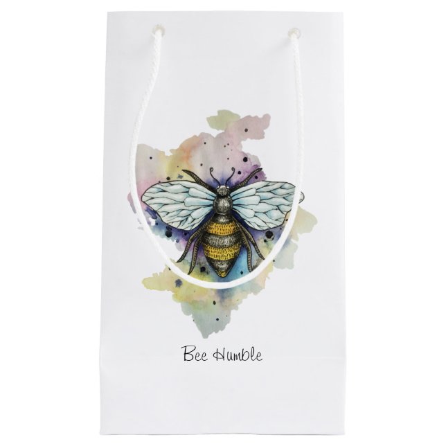 Cute Bee And Rainbow Wash Small Gift Bag (Front)