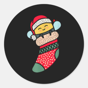 Cute Bee Baby Bumblebee In Christmas Sock Xmas Paj Classic Round Sticker