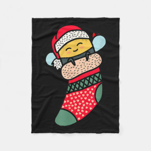 Cute Bee Baby Bumblebee In Christmas Sock Xmas Paj Fleece Blanket