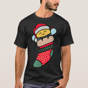 Cute Bee Baby Bumblebee In Christmas Sock Xmas Paj T-Shirt