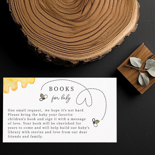 Cute Bee Baby Shower Book For Baby Hand-written Enclosure Card (Creator Uploaded)