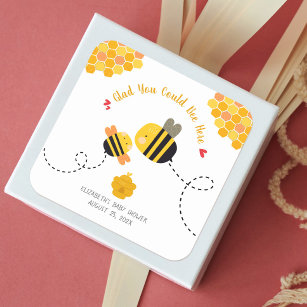 Cute Bee Baby Shower Thanks for Being Here Kawaii Square Sticker