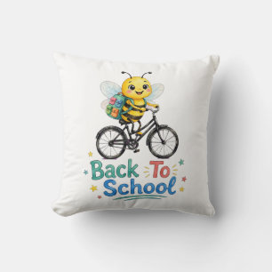 Cute Bee Back To Schoo Throw Pillow
