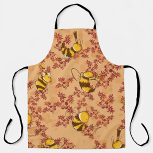 Cute bee background pattern apron