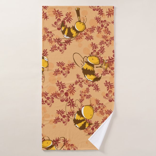 Cute bee background pattern bath towel (Bath Towel)