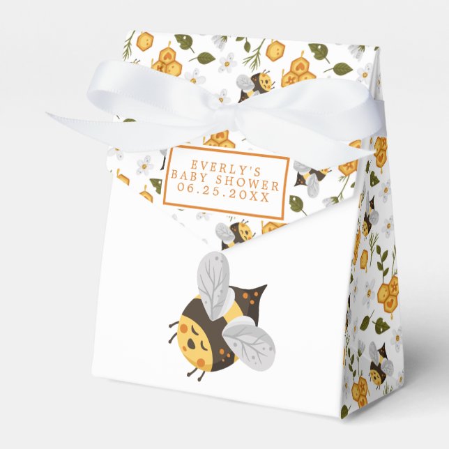 Cute Bee Bumblebee Baby Shower Favor Box (Front Side)