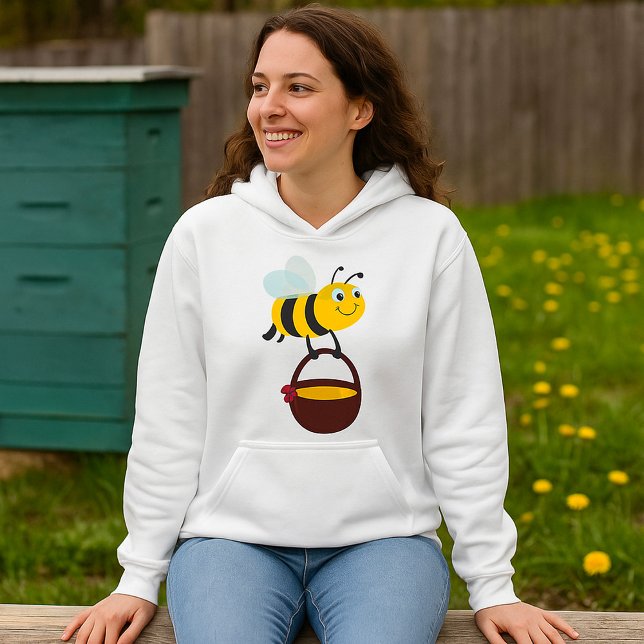 Cute Bee Carrying Honey Pot with Flower Hoodie (Creator Uploaded)