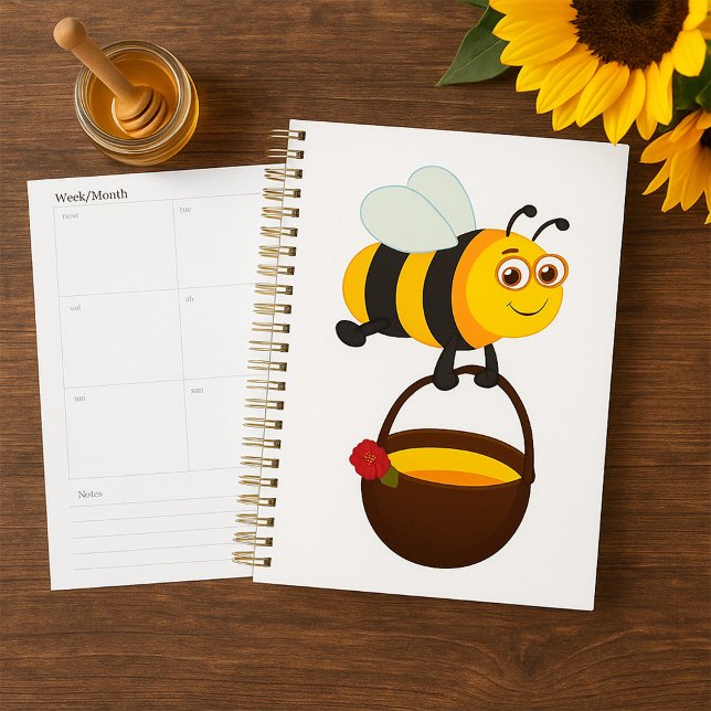 Cute Bee Carrying Honey Pot with Flower Planner (Creator Uploaded)