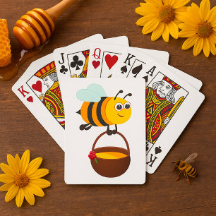 Cute Bee Carrying Honey Pot with Flower Playing Cards