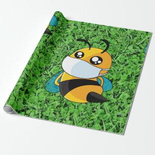 cute bee coronavirus wrapping paper