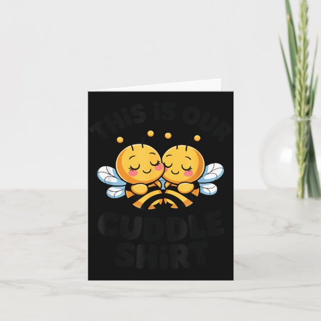 Cute Bee Couple Cuddle Funny Romantic  Card (Front)