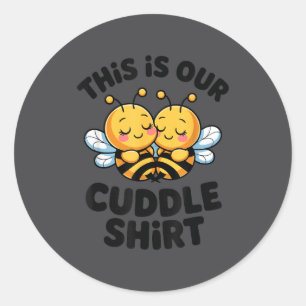 Cute Bee Couple Cuddle Funny Romantic  Classic Round Sticker