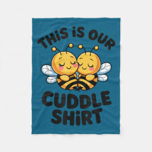 Cute Bee Couple Cuddle Funny Romantic  Fleece Blanket