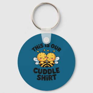 Cute Bee Couple Cuddle Funny Romantic  Keychain
