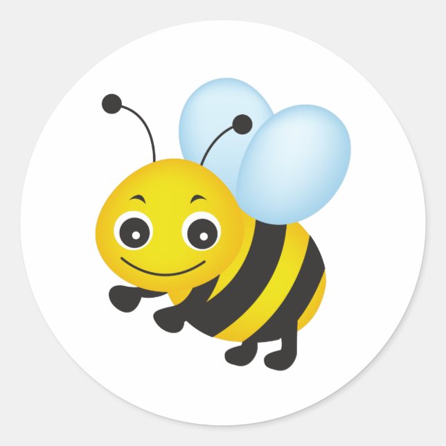 Cute bee design classic round sticker (Front)