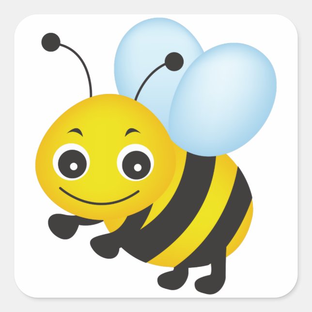 Cute bee design square sticker (Front)