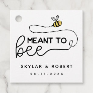 Cute Bee Doodle Meant To Be Wedding Favour Tags