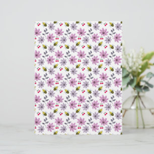 Cute Bee Floral Pattern Cottagecore Aesthetic Pink Letterhead