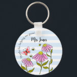 Cute Bee & Flower Teacher Key Ring | “Teaching is<br><div class="desc">Celebrate the amazing work teachers do with this adorable bee and flower themed key ring. Featuring the playful phrase “Teaching is the Bee’s Knees, ” this design combines charm and appreciation in a small but meaningful gift. Perfect for end-of-year thank you gifts, teacher appreciation week, birthdays, or just a heartfelt...</div>