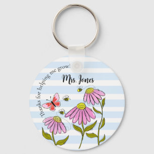 Cute Bee & Flower Teacher Key Ring   “Teaching is 