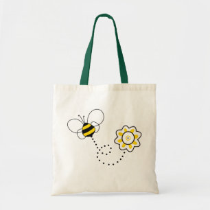 Cute Bee & Flower Tote Bag