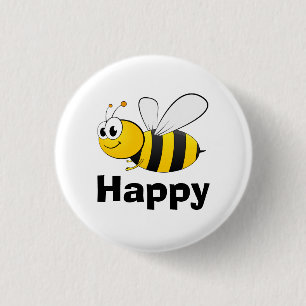 Cute Bee Happy 1 Inch Round Button